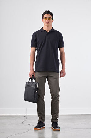 Siyah   Düz Erkek T-Shirt - Slim Fit