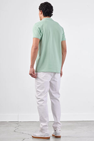 Mint Yeşili   Düz Erkek T-Shirt - Slim Fit