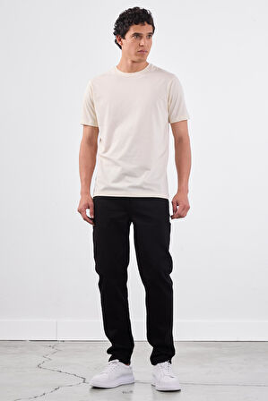 Ekru   Düz Erkek T-Shirt - Slim Fit