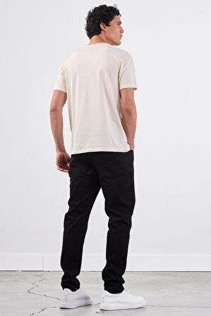 Ekru   Düz Erkek T-Shirt - Slim Fit