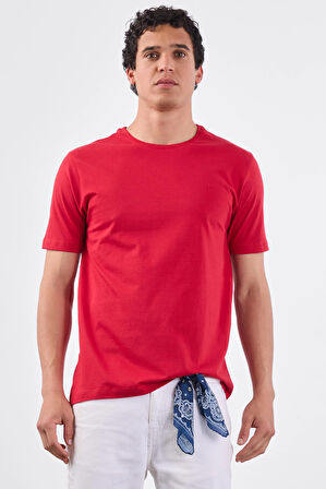 Kırmızı   Düz Erkek T-Shirt - Slim Fit