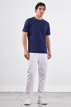 Lacivert   Düz Erkek T-Shirt - Slim Fit