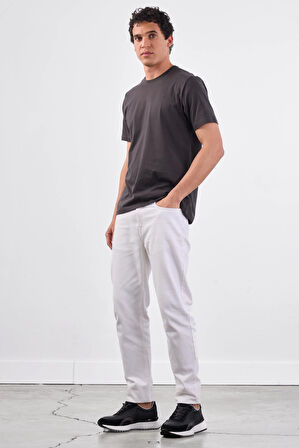 Antrasit   Düz Erkek T-Shirt - Slim Fit