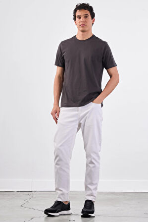 Antrasit   Düz Erkek T-Shirt - Slim Fit