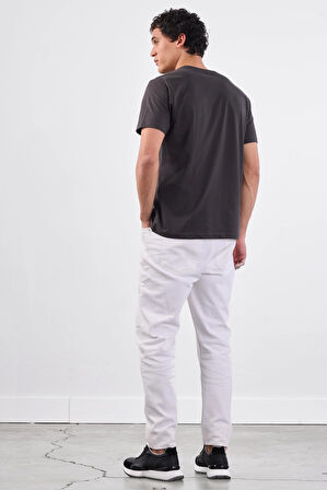 Antrasit   Düz Erkek T-Shirt - Slim Fit
