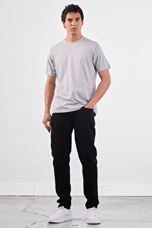 Gri   Düz Erkek T-Shirt - Slim Fit