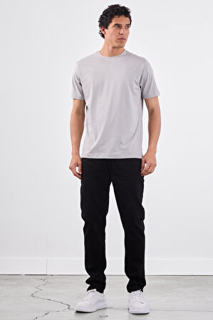 Gri   Düz Erkek T-Shirt - Slim Fit