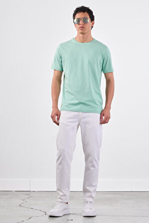 Mint Yeşili   Düz Erkek T-Shirt - Slim Fit