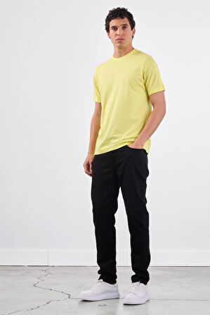 Sarı   Düz Erkek T-Shirt - Slim Fit