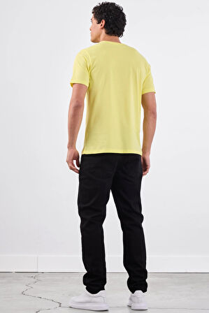 Sarı   Düz Erkek T-Shirt - Slim Fit