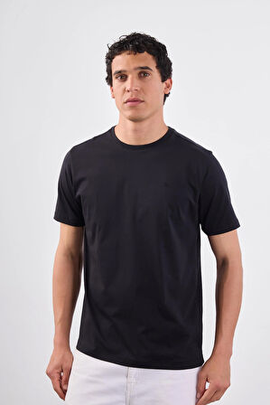 Siyah   Düz Erkek T-Shirt - Slim Fit