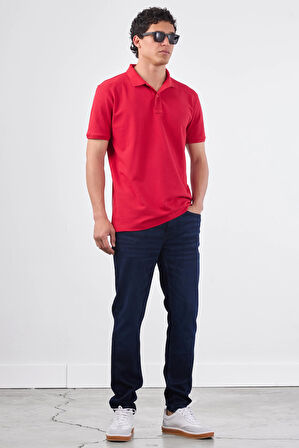 Kırmızı   Düz Erkek T-Shirt - Slim Fit