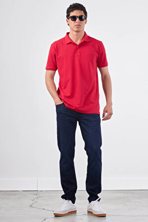 Kırmızı   Düz Erkek T-Shirt - Slim Fit
