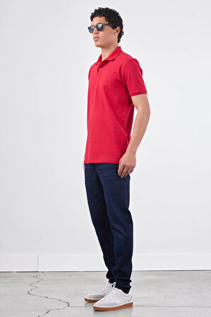 Kırmızı   Düz Erkek T-Shirt - Slim Fit