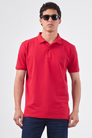 Kırmızı   Düz Erkek T-Shirt - Slim Fit