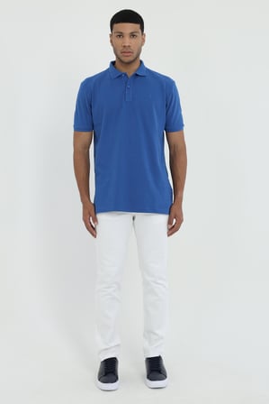 Erkek Slim Fit Polo Yaka Saks T-Shirt