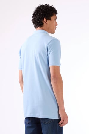 Erkek Slim Fit Polo Yaka Açık Mavi T-Shirt