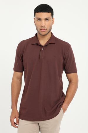 Erkek Slim Fit Polo Yaka Kahve T-Shirt