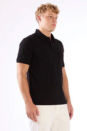 Siyah Düz Erkek T-Shirt - Slim Fit