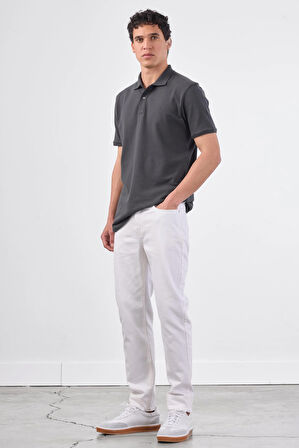 Antrasit   Düz Erkek T-Shirt - Slim Fit