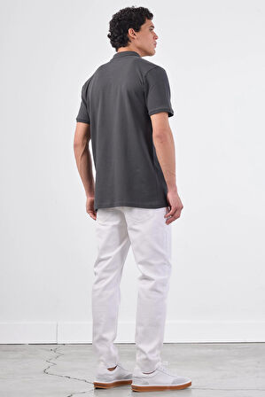 Antrasit   Düz Erkek T-Shirt - Slim Fit