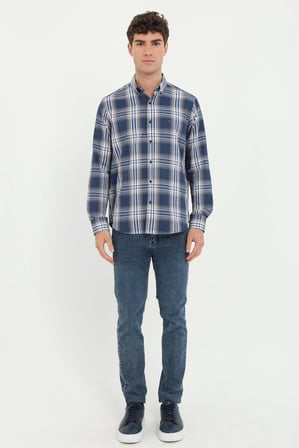 Erkek Slim Fit Lacivert Jean