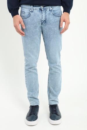 Erkek Slim Fit Mavi Jean