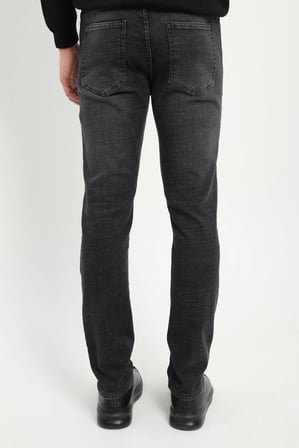 Erkek Slim Fit Siyah Jean