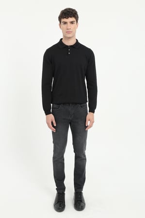 Erkek Slim Fit Siyah Jean