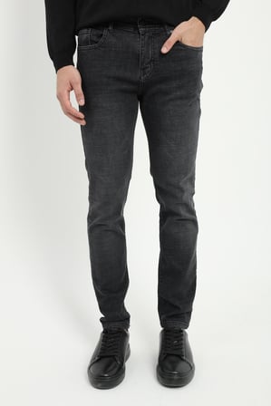Erkek Slim Fit Siyah Jean