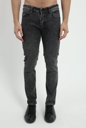 Erkek Slim Fit Gri Jean