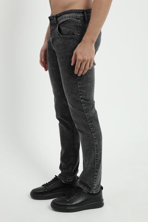 Erkek Slim Fit Gri Jean