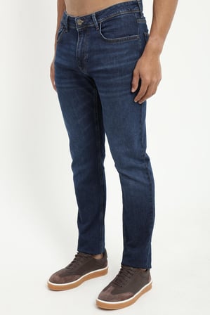 Erkek Slim Fit Koyu Mavi Jean