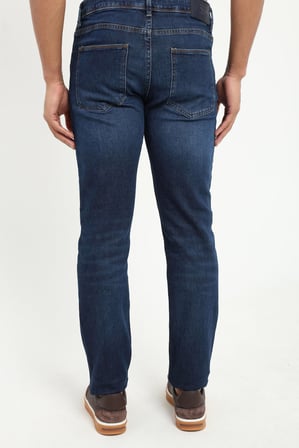 Erkek Slim Fit Koyu Mavi Jean