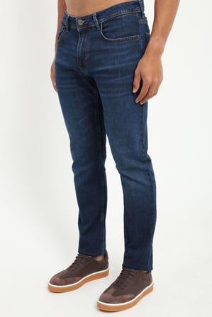 Erkek Slim Fit Koyu Mavi Jean