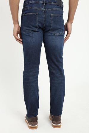 Erkek Slim Fit Koyu Mavi Jean