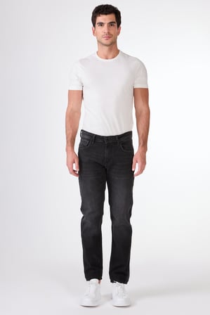 Erkek Slim Fit Koyu Gri Jean