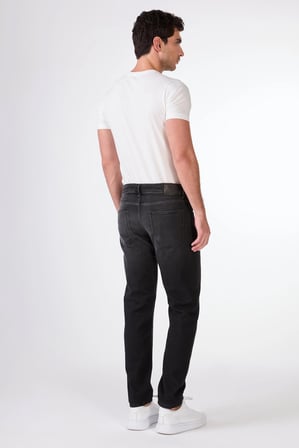 Erkek Slim Fit Koyu Gri Jean