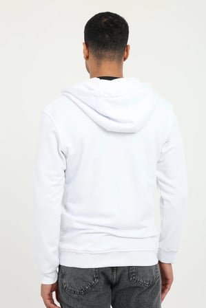 Erkek Regular Fit Kapüşonlu Beyaz Sweatshirt