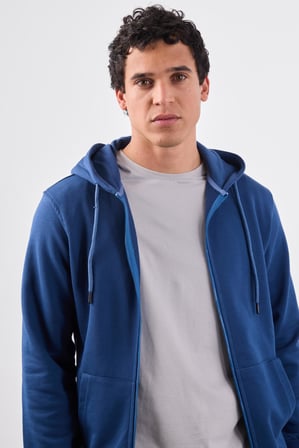 Erkek Regular Fit Kapüşonlu Açık Lacivert Sweatshirt
