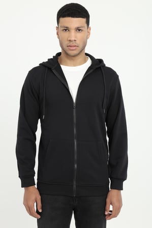 Erkek Regular Fit Kapüşonlu Siyah Sweatshirt