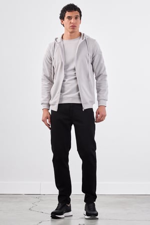 Erkek Regular Fit Kapüşonlu Açık Gri Sweatshirt