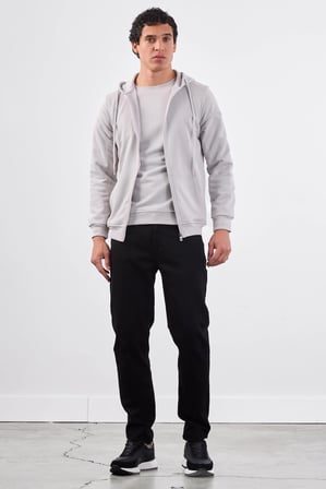 Erkek Regular Fit Kapüşonlu Açık Gri Sweatshirt