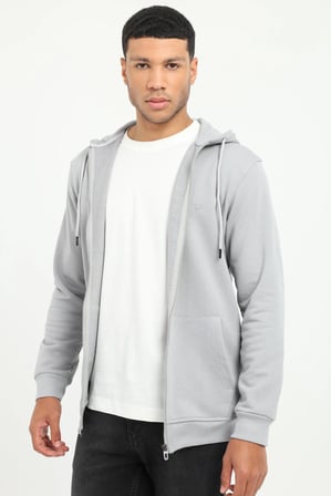 Erkek Regular Fit Kapüşonlu Gri Sweatshirt