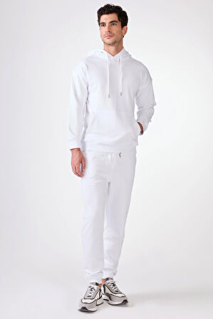 Beyaz    Erkek Sweatshırt - Regular Fit