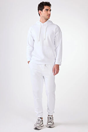 Beyaz    Erkek Sweatshırt - Regular Fit