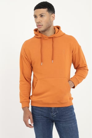 Erkek Regular Fit Kapüşonlu Kiremit Sweatshirt