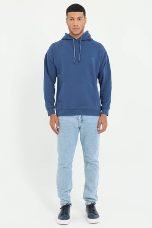 Erkek Regular Fit Kapüşonlu Açık Lacivert Sweatshirt