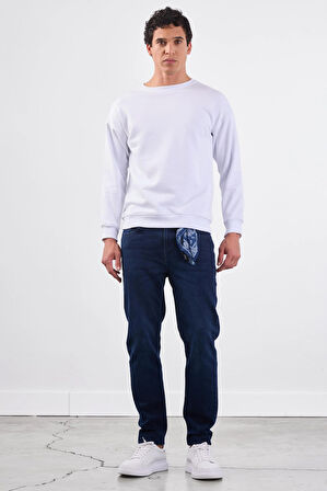 Beyaz    Erkek Sweatshırt - Regular Fit