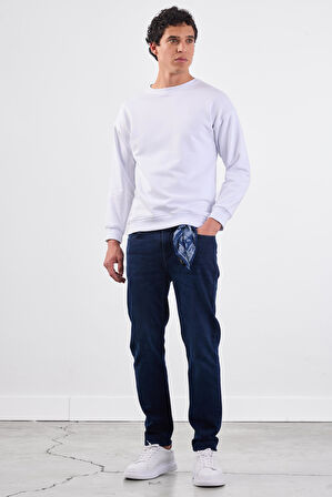 Beyaz    Erkek Sweatshırt - Regular Fit